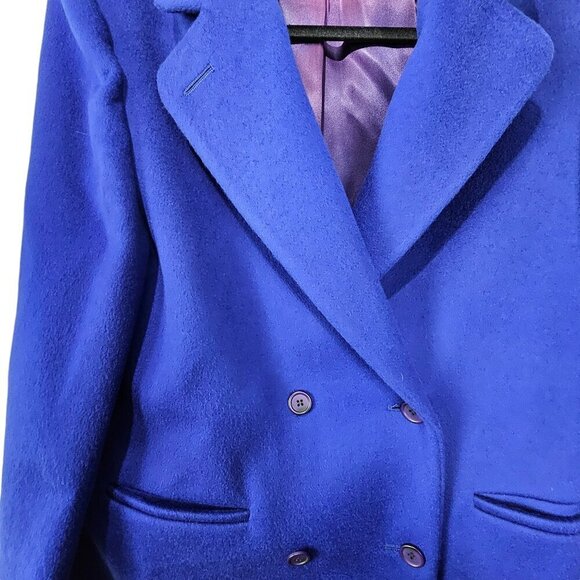 J.G. Hook Double Breasted 100% Wool Blue Trench Pea Coat - Picture 4 of 9